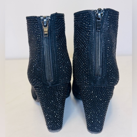 VERY G Splendor Ankle Boot Black Faux Leather Rhinestone Bootie - Picture 4 of 13